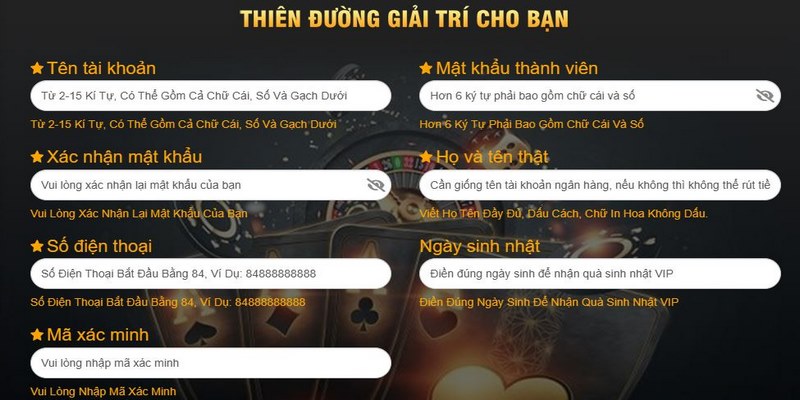 Nhập dữ liệu cá nhân chuẩn xác để Đăng ký 8KBET hiệu quả